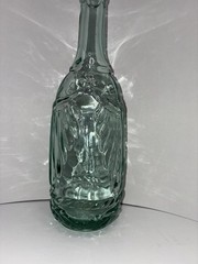 Vintage Green Clear Glass Wine Bottle 11 1/2”