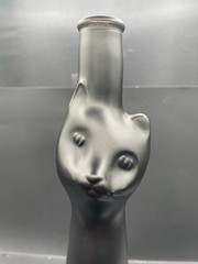 Happy Cat Shaped Mosel Riesling Satin Black Wine Bottle Decanter Vase 2011