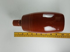 Lancers Wine Brown Stoneware Bottle 10.5-Inch Tall Vintage