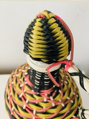 MCM Viresa Plastic Scoubidou Woven Wicker Demijohn Wine Bottle with Handle