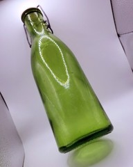 Vintage Antique Green Wine Bottle with White Ceramic Stopper Wire Bail 11&Prime; Tall