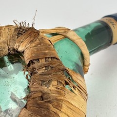 Vintage 1970 Chianti Fiasco Straw Empty Bottle Wrapped Italy 1 Qt Decor 11&Prime; Aqua