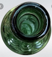 Vtg Italian Cevin Cut Green Glass Italian Wine Bottle Beautiful ~ No Cork