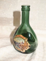 2 Small Vintage Green Glass Rose Bela & Moura Basto Wine Empty Bottles Portugal