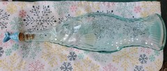 Italian Aqua Blue Fish Shaped Wine Bottle 13&Prime; VTG Glass With Fish Tail Cork EUC