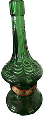 Vintage Italian Cevin Cut Green Glass Italian Chianti Wine Bottle ~ No Cork