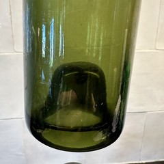 VTG Green Glass Blown Wine Champagne Bottle Kick-up Base Applied Lip 9 7/8&Prime;