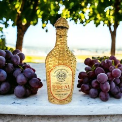 Vintage DUCAL 1969 Wicker Wrapped Portuguese Red Lisbon Grape Wine Bottle