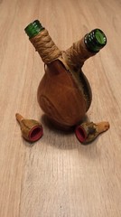 Vintage leather bottle for wine or spirits. Italy. 1980s
