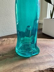 Rheinhessen Riesling Cat Bottle Teal Blue Green Figural Glass Germany Vintage