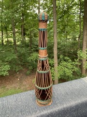 MCM Woven Wicker Wine Bottle Metal Handle