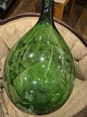 Emerald Green Glass Large Demijohn Wine Bottle Carboy EUC