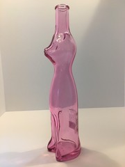Pink Glass Cat Shaped Wine Bottle Empty 2006
