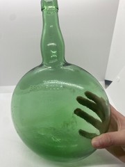 Vintage BOLLA BREVETTATA GREEN GLASS WINE BOTTLE 12”x8”x3.5”