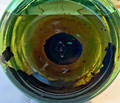 Vintage Rare Chianti Wine Bottle Decanter Lantern Oil Lamp Amber Green Glass 15&Prime;