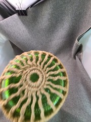 Vintage Dark Green Glass Jute Wrapped Wine Bottle Empty