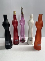 Riesling Happy Cat Orange Black White Pink Red Figural Glass Empty Bottles
