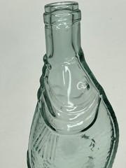 Fish Shaped Vintage Light Green/Blue Glass Wine Bottle Decanter 10” Tall