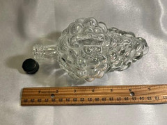 Vinatage Glass Bunches of Grapes Bottle w/Black Cap 6.5&Prime;