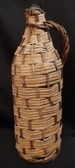 Antique Aqua Green Rattan Wrapped Glass Demijohn Bottle 16&Prime; Jug Wicker Woven A+!