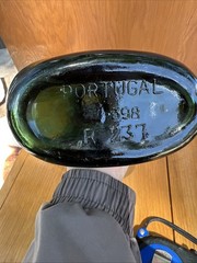 Hand Blown Dark Green Glass Wine Bottle