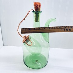 Demijohn Glass Wine Chiller With Stoppers 13 1/2” Green