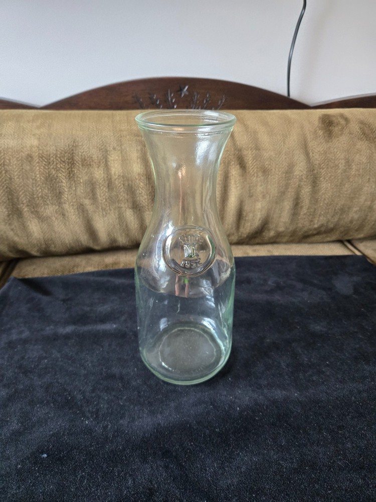 Paul Masson Since 1852 Embossed Glass Milk Bottle Carafe Decanter Vintage G-1