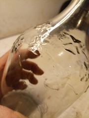 Vintage Quart 4 Leaf Clover Motif Wine Bottle Smokey Grey Tint