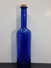 Vintage Glass Cobalt Blue Wine Liquor Bottle w/ Cork Stopper Large 13&Prime; Decor