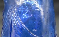 Cobalt Blue Mold Blown Glass Embossed Grapes Wine Bottle Antique / Vintage Heavy