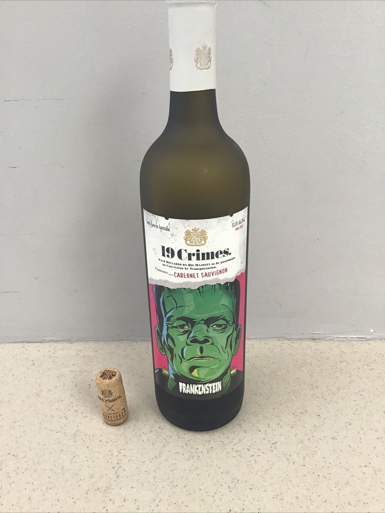 Universal Monsters FRANKENSTEIN Glow in Dark 19 Crimes Empty Wine Bottle RARE
