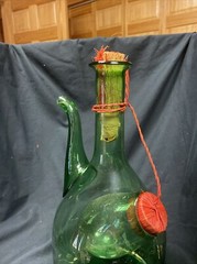 Vintage Italian Hand Blown Green Wine Decanter w/ice Chamber