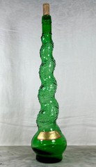 Vtg Emerald Green Empoli style Swirl Chiant Bottle 17” Tall Italy