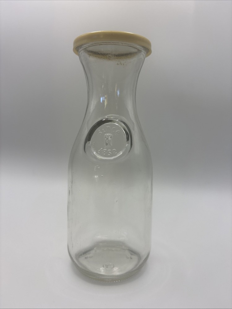 Carafe Embossed Since 1852 Glass Wine Milk Juice 7&Prime; Tall