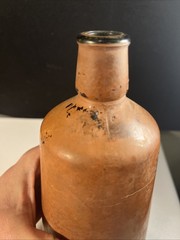 Vintage J.M. Da Fonseca Portugal Embossed Amber Wine Bottle 9” Rustic Bar Decor