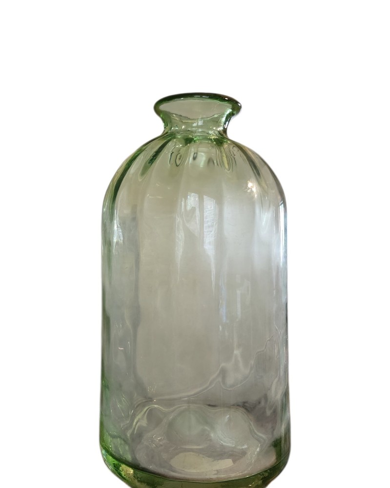 Green Glass Demijohn Bottle 12.5 In Hand Blown Pontil No Cracks Vintage