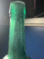 Vtg. Emerald Green Peppersauce Bottle Embossed JPS Ht: 9&Prime; Cir: 2 1/2&Prime;