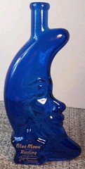 Blue Moon Riesling 500ml Blue Glass Collectible Wine Bottle Moon Face Design