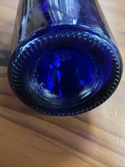 12.5” cobalt blue long neck wine bottle