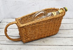 Vintage LONDON WINERY Canada Clear Decorative Bottle w/Handle & Serve Basket