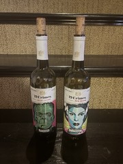 19 Crimes, 2 Universal Monster Empty Wine Bottles Frankenstein Bride Halloween