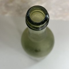 Antique Mid Century Green Wine Bottle with Inset Bottom 14&Prime;