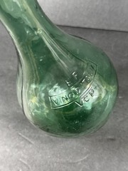 Vintage E.F. Vino D’Italia VCP Green Glass Wine Bottle Round Bottom Italian