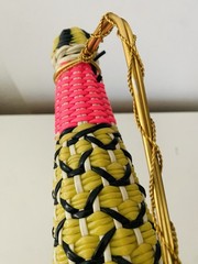 MCM Viresa Plastic Scoubidou Woven Wicker Demijohn Wine Bottle with Handle