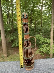 MCM Woven Wicker Wine Bottle Metal Handle