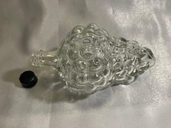 Vinatage Glass Bunches of Grapes Bottle w/Black Cap 6.5&Prime;