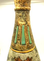Vintage Italian Clay Ceramic Wine Bottle Titulus 24k Accents Italy No Cork