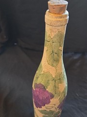 Vintage Kitchen Decor/ Grapes Wine Bottle with Cork