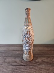 VTG Italian Roman Wine Bottle Ceramic Stone Finished TITVLVS Gold Tone Turquoise