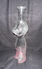 13” Happy Cat Mosell? Pink Gradient Wine Bottle Flower Vase Clear EUC No Label